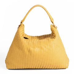 Handmade Woven Original Leather Bag-Yellow