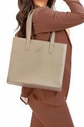 Everyday Women's Leather Zipper Tote Bag- Grey