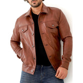 Men’s Leather Trucker Jacket