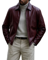 Harrington Burgundy Mens Leather Jacket-Limited Edition