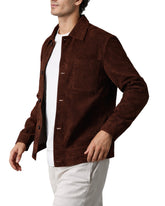 Suede Leather Button Up Relaxed Shirt