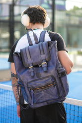 Leather Backpack Travel Laptop Office Bag - Vintage Blue