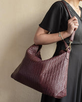 Handmade Woven Original Leather Bag-Burgundy