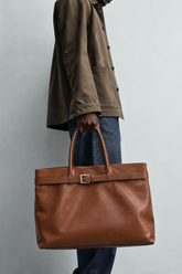 The Belted Carry All Large Leather Tote Bag