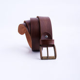 Rustic Leather Casual Jeans Belt For Men - Cognac Brown