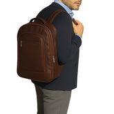 Trio Leather Backpack-DARK BROWN