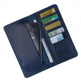 Genuine Vintage Leather Travel Mobile Long Wallet BLUE BERRY