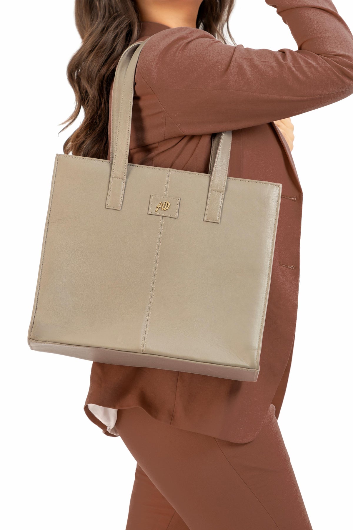 Everyday Women's Leather  Zipper Tote Bag- Grey