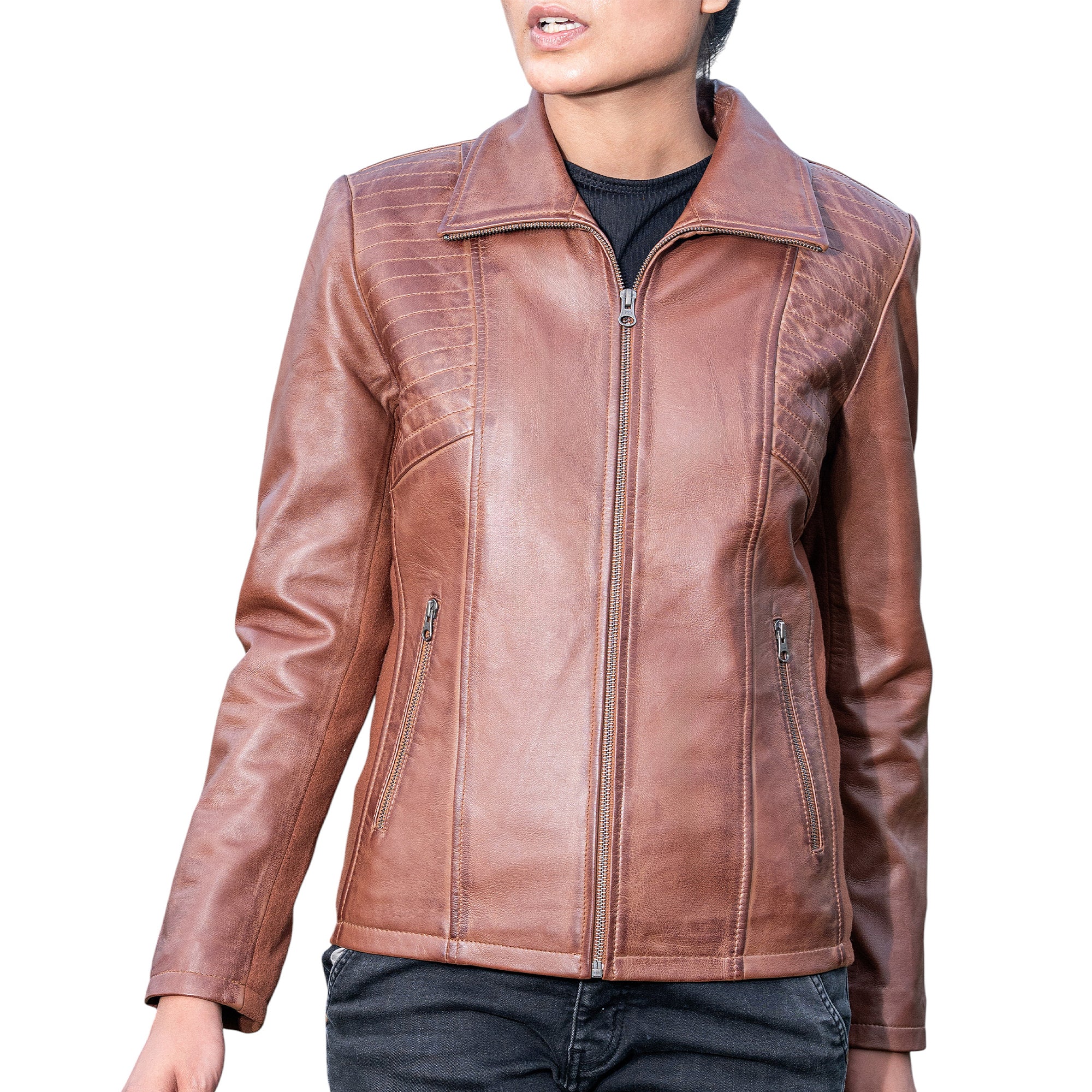 Marina Fleece Lined Women’s Real Leather Jacket