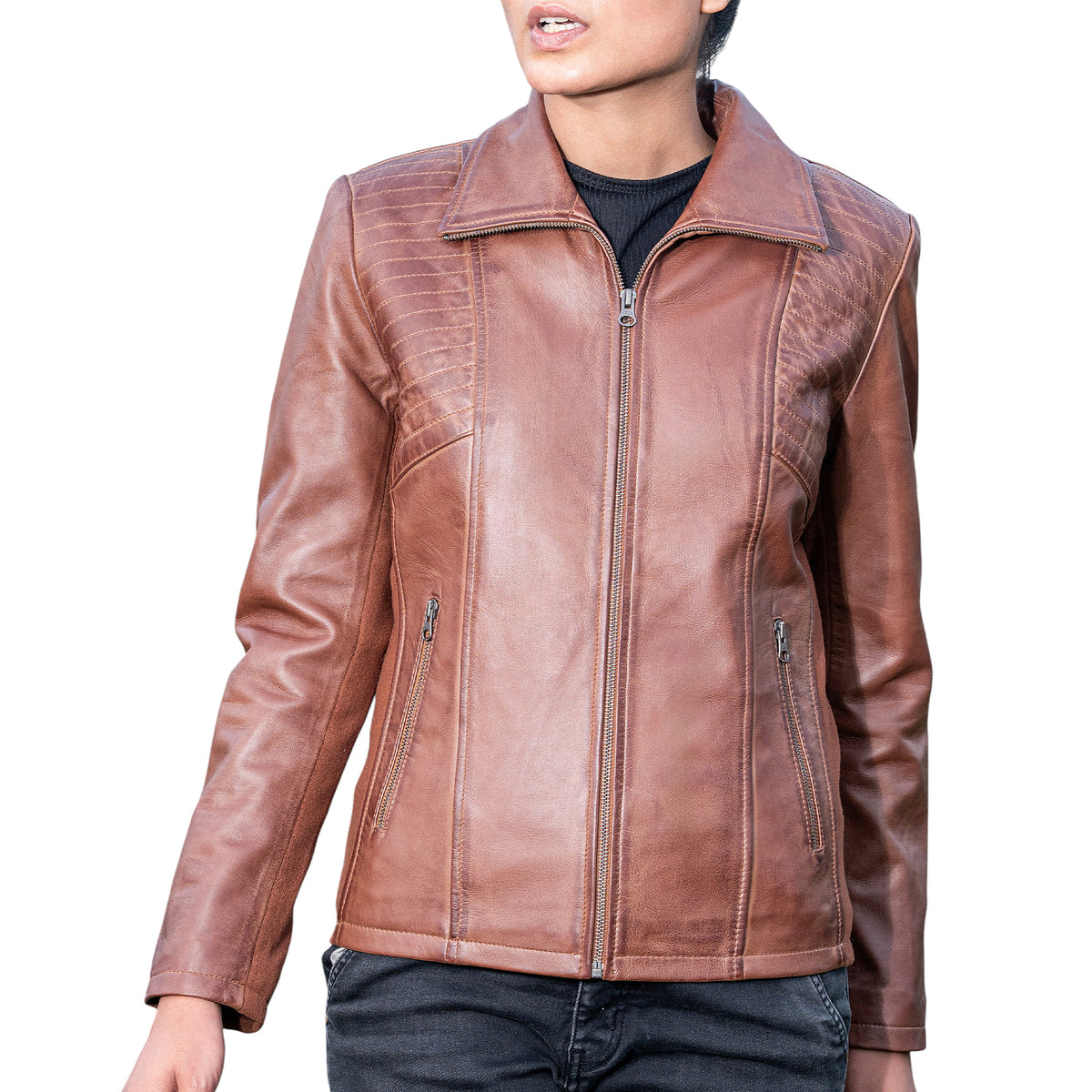 Marina Fleece Lined Women’s Real Leather Jacket