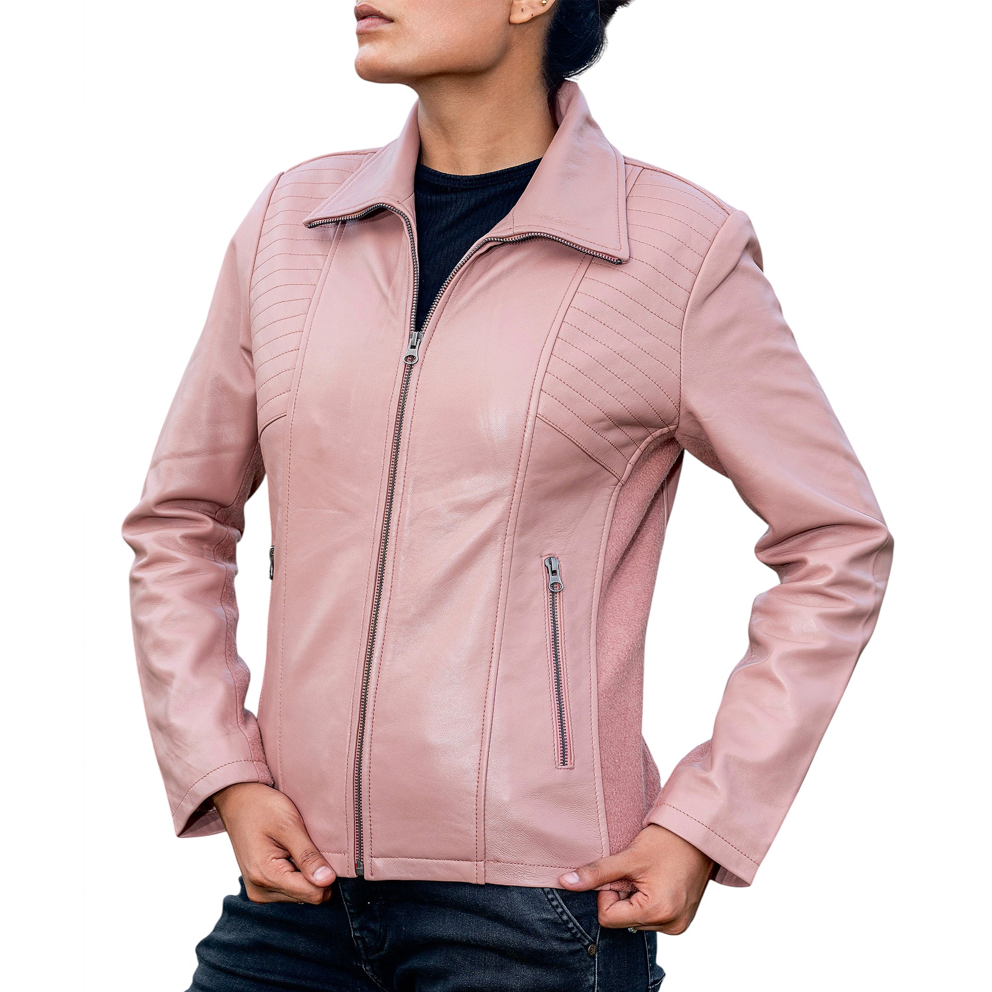 Marina Fleece Lined Women’s Real Leather Jacket