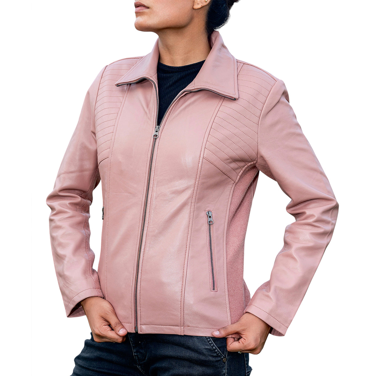 Marina Fleece Lined Women’s Real Leather Jacket