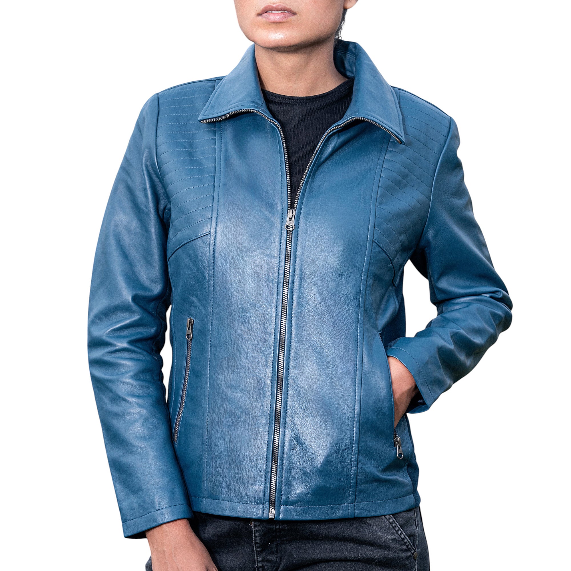 Marina Fleece Lined Women’s Real Leather Jacket