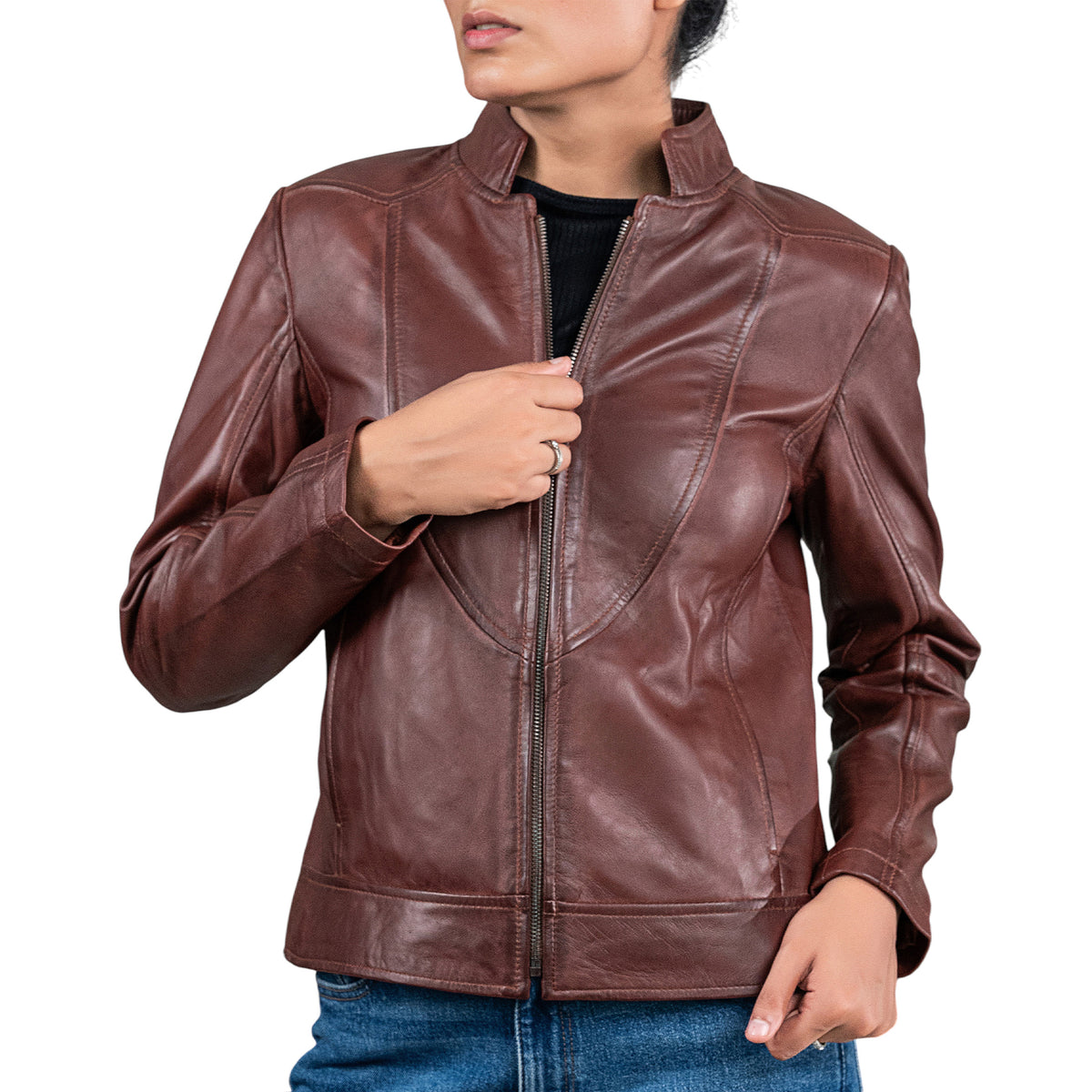 Womens Sofie Casual Leather Jacket