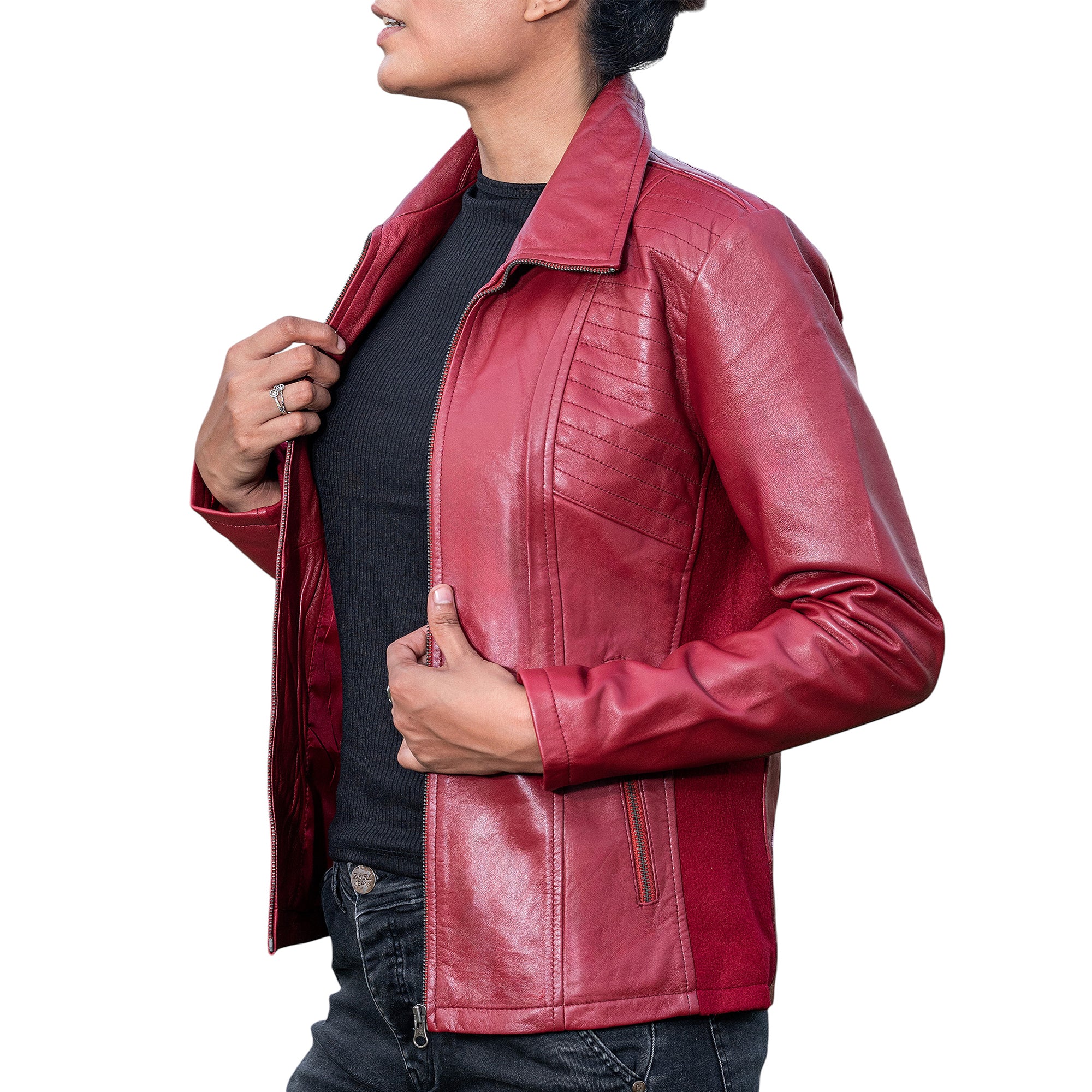 Marina Fleece Lined Women’s Real Leather Jacket