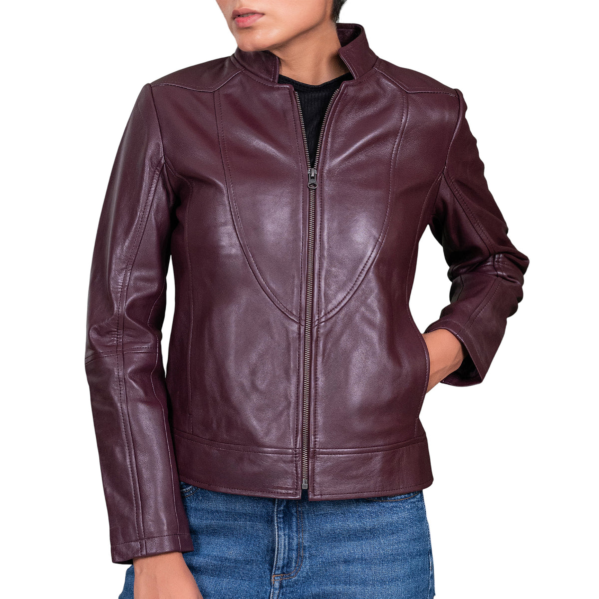 Womens Sofie Casual Leather Jacket