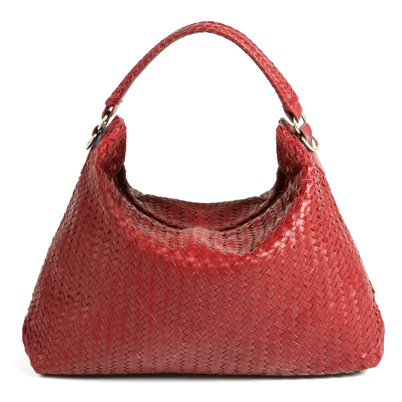 Handmade Woven Original Leather Bag-Red