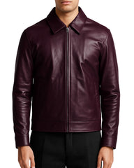 Harrington Burgundy Mens Leather Jacket-Limited Edition