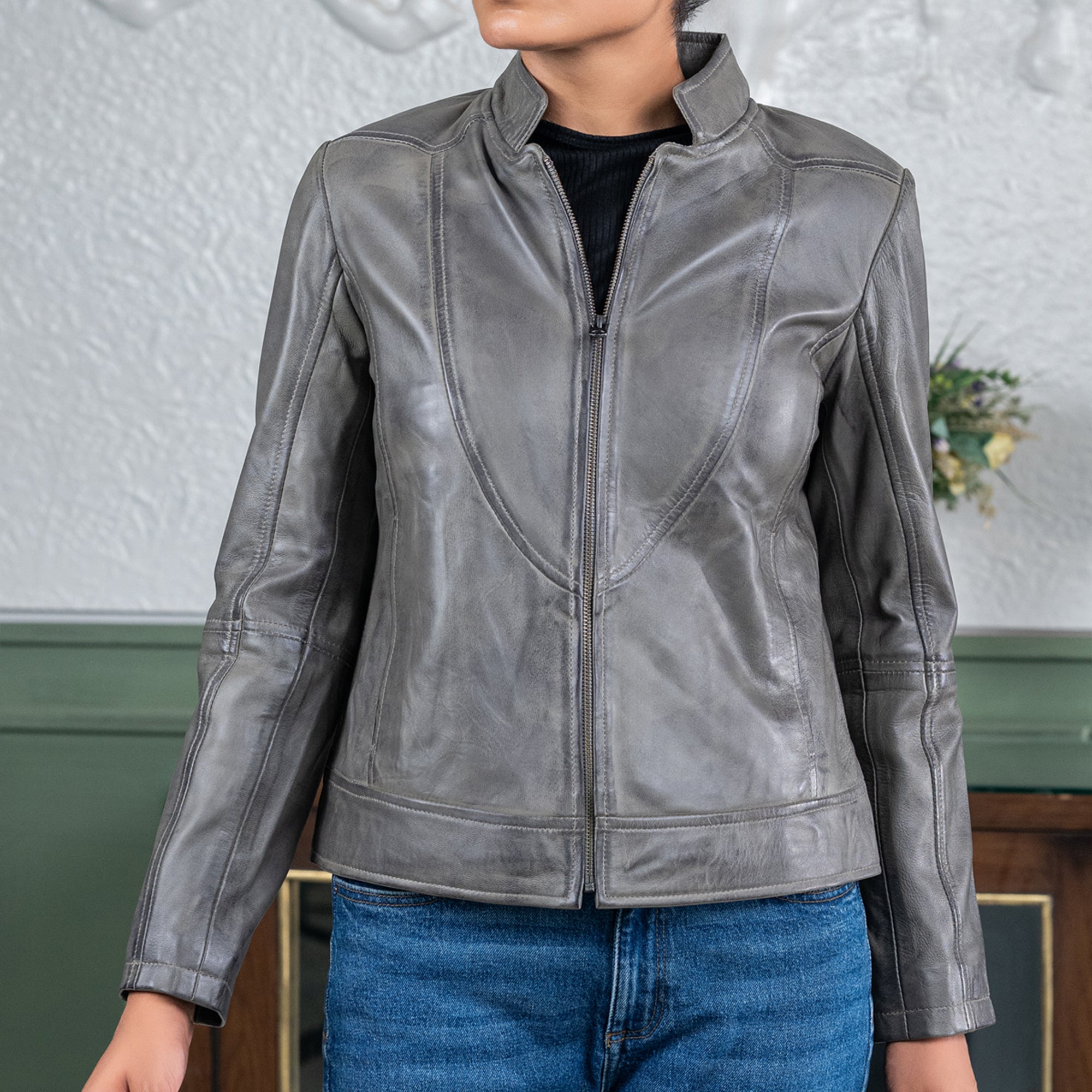 Womens Sofie Casual Leather Jacket