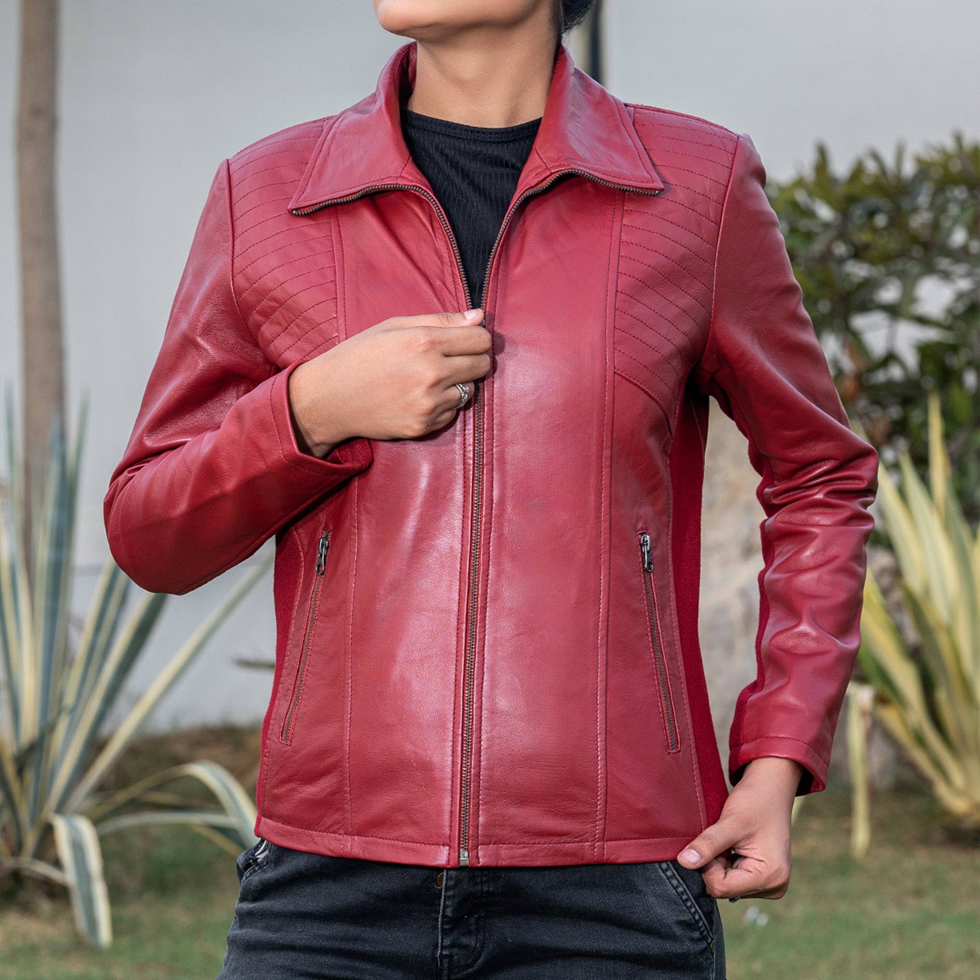 Marina Fleece Lined Women’s Real Leather Jacket