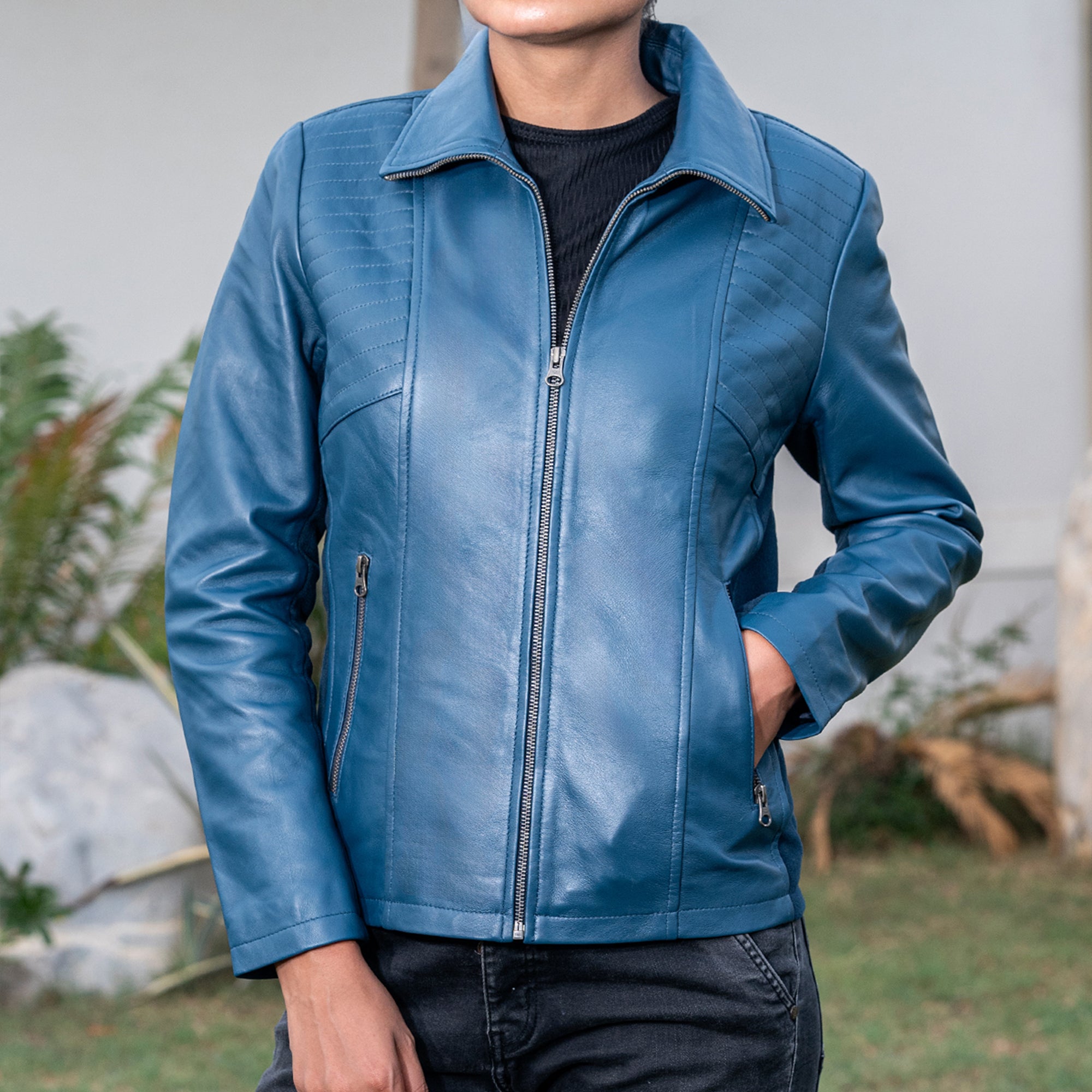 Marina Fleece Lined Women’s Real Leather Jacket
