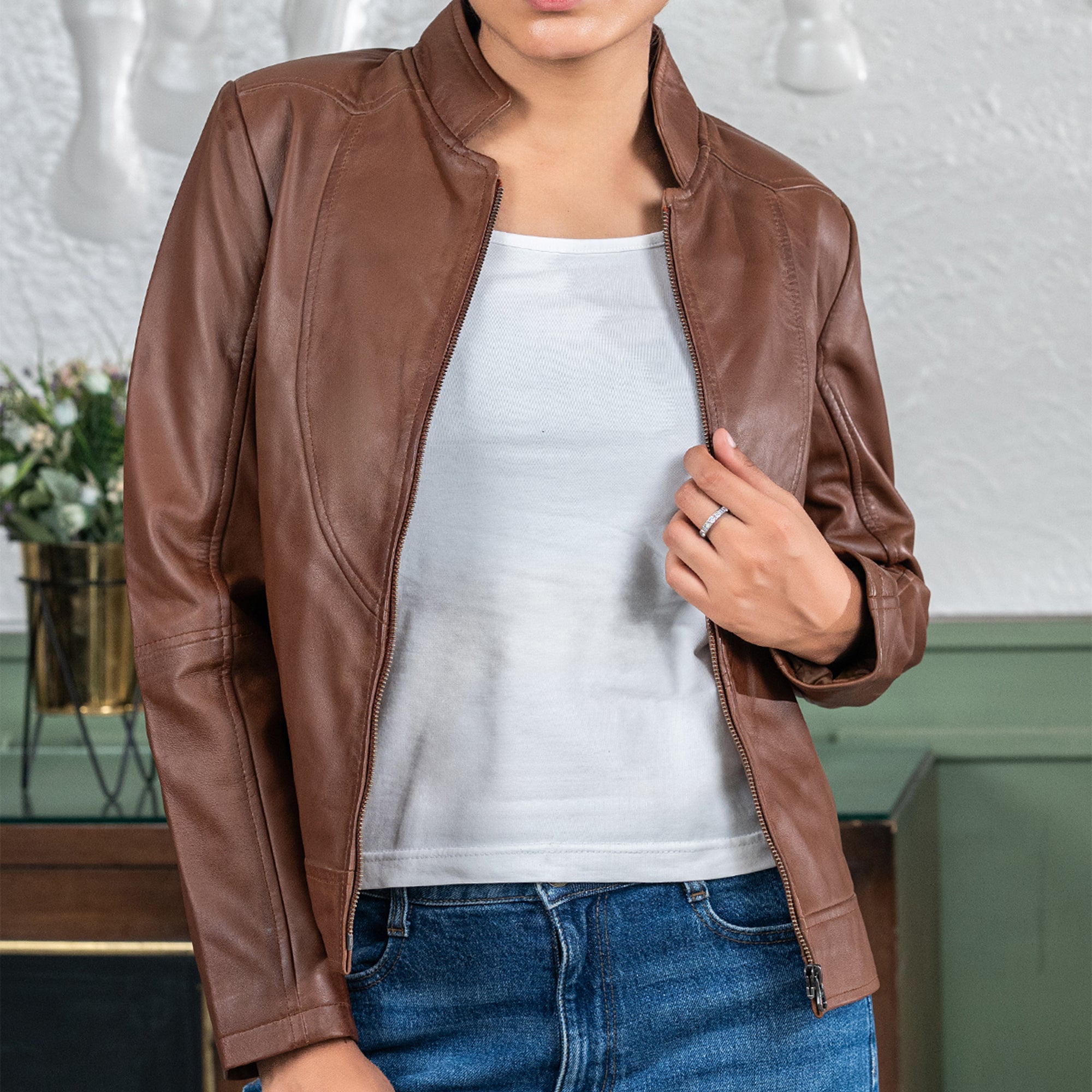Womens Sofie Casual Leather Jacket