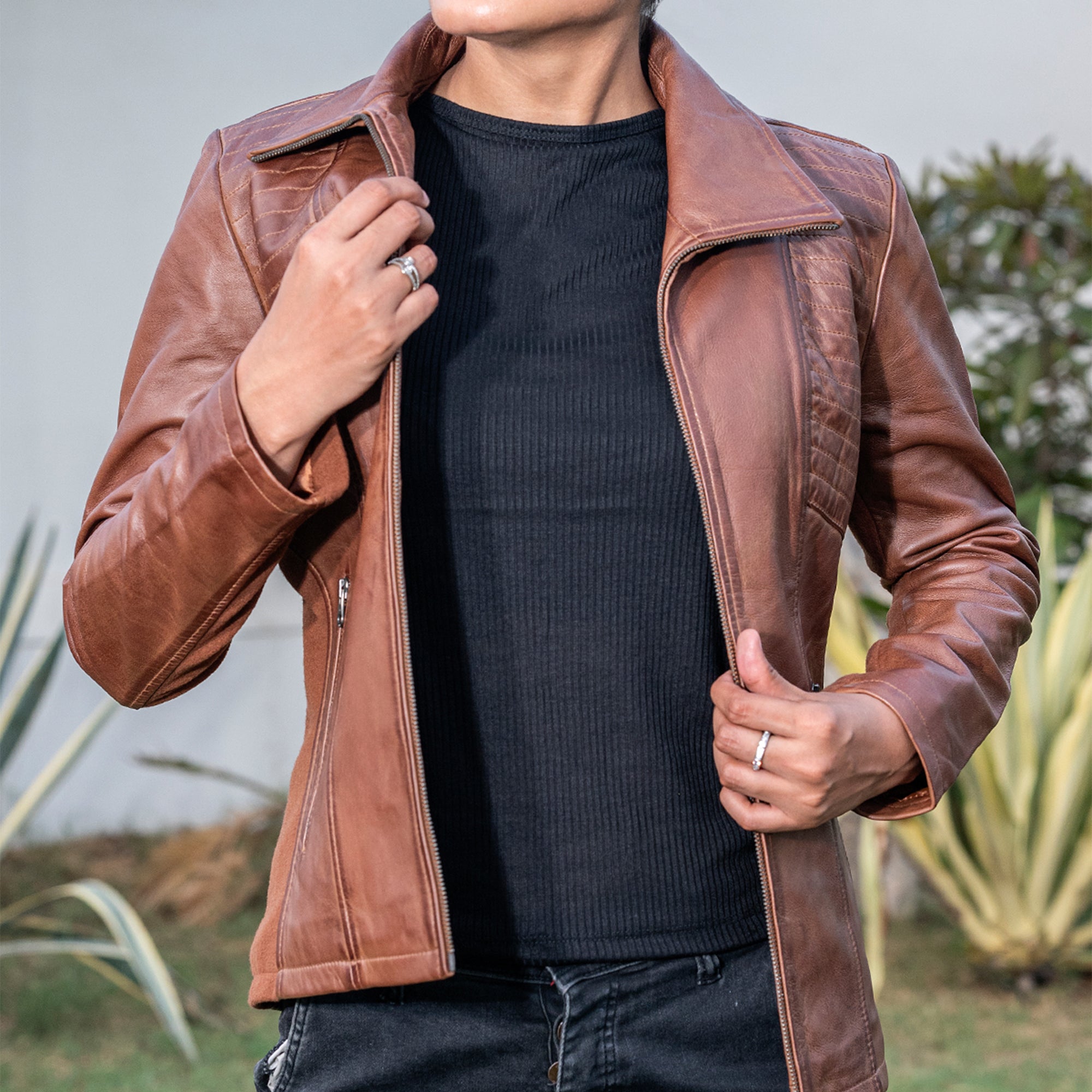 Marina Fleece Lined Women’s Real Leather Jacket