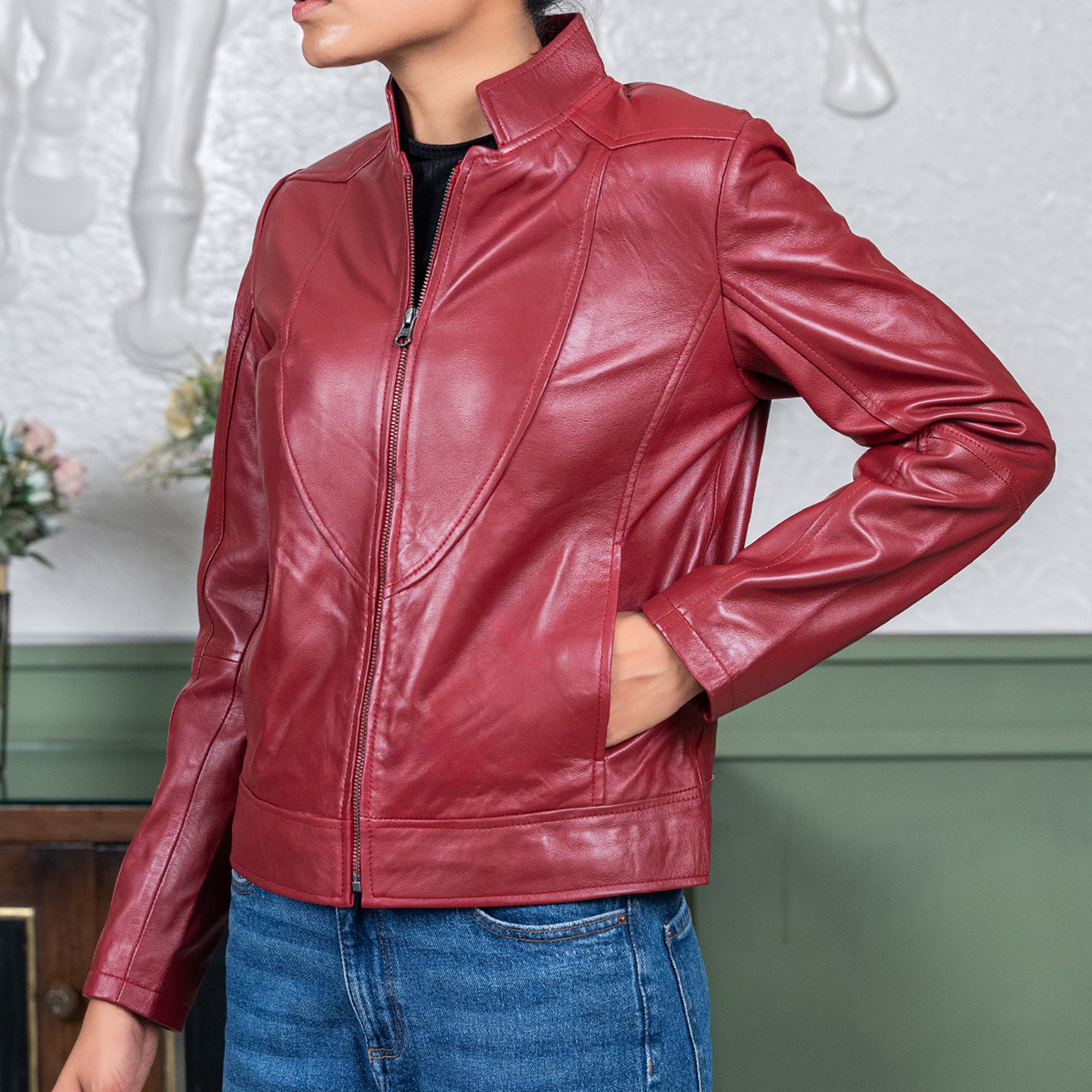 Womens Sofie Casual Leather Jacket