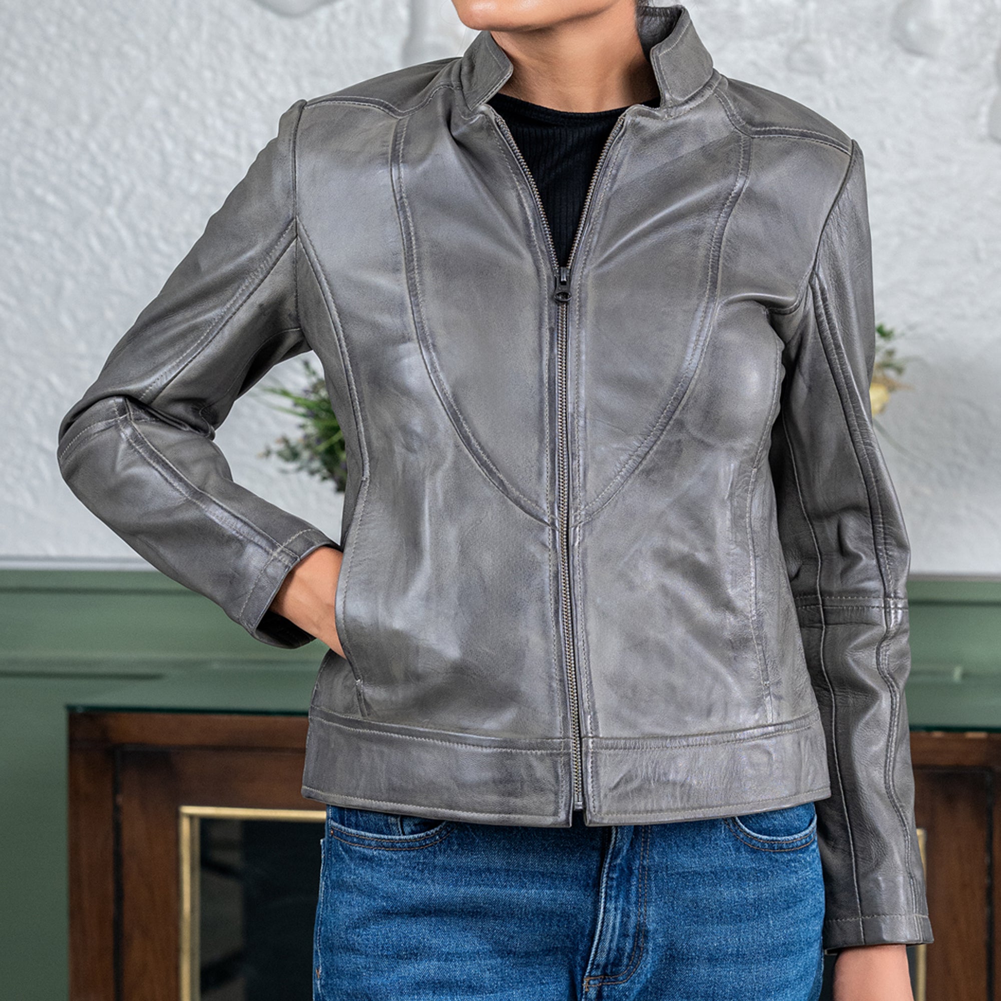 Womens Sofie Casual Leather Jacket
