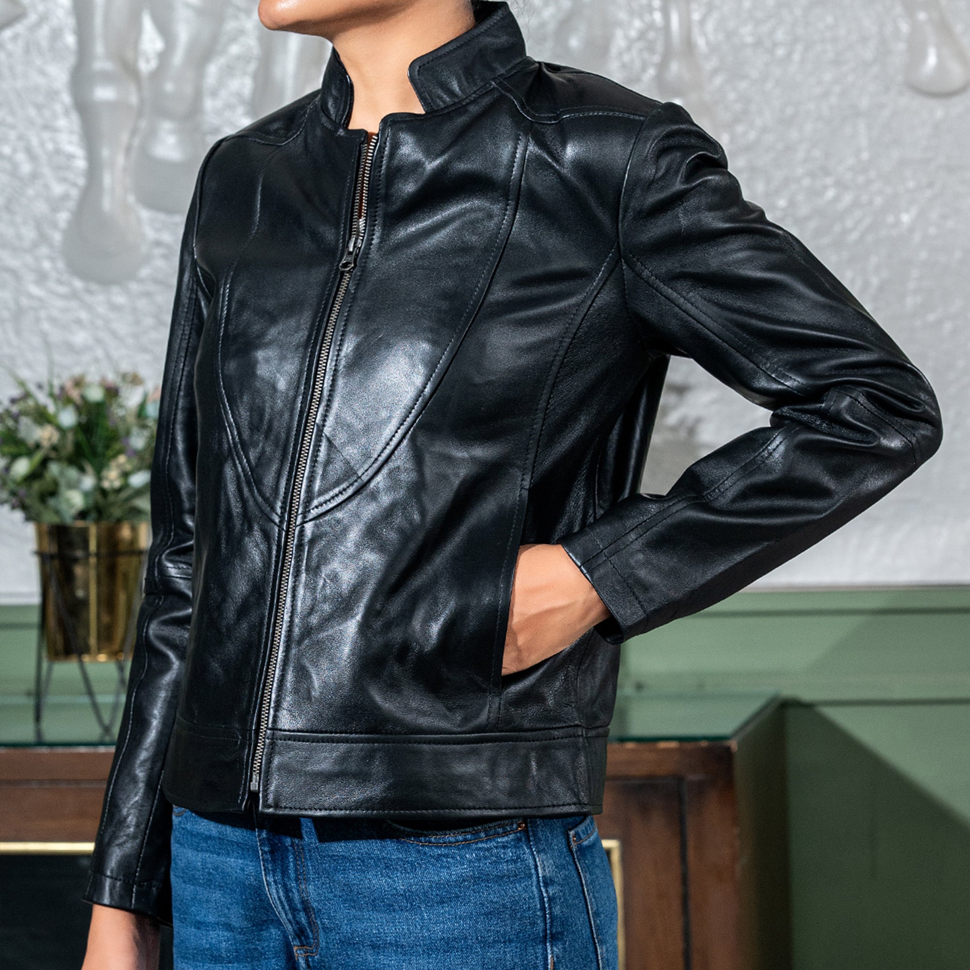 Womens Sofie Casual Leather Jacket