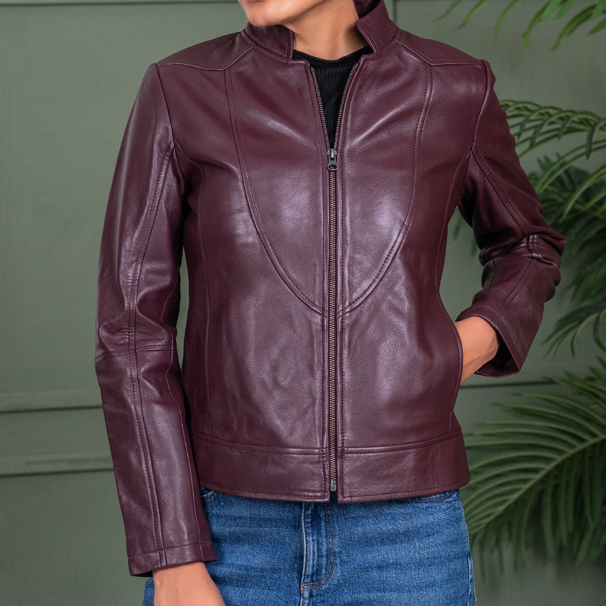 Womens Sofie Casual Leather Jacket