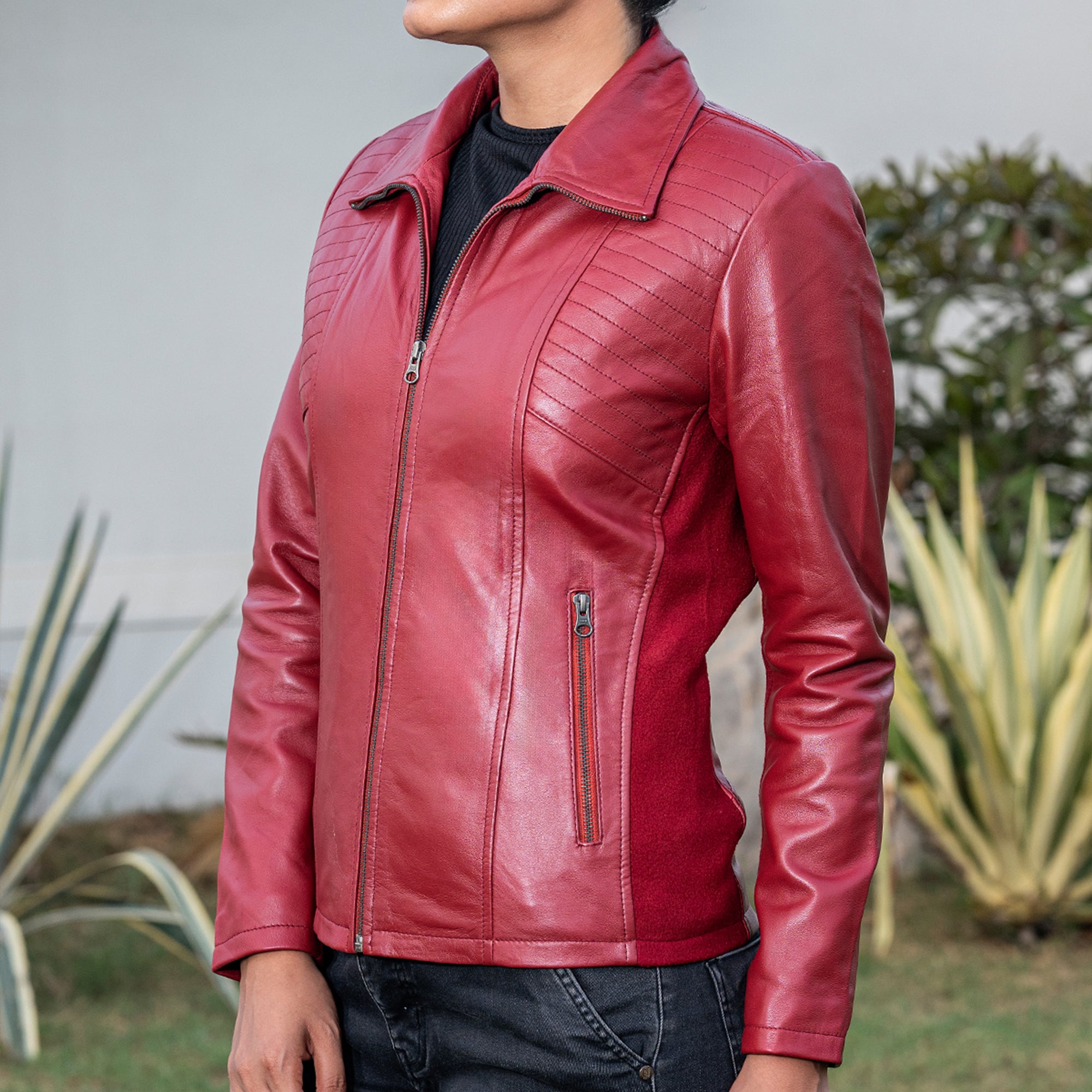 Marina Fleece Lined Women’s Real Leather Jacket