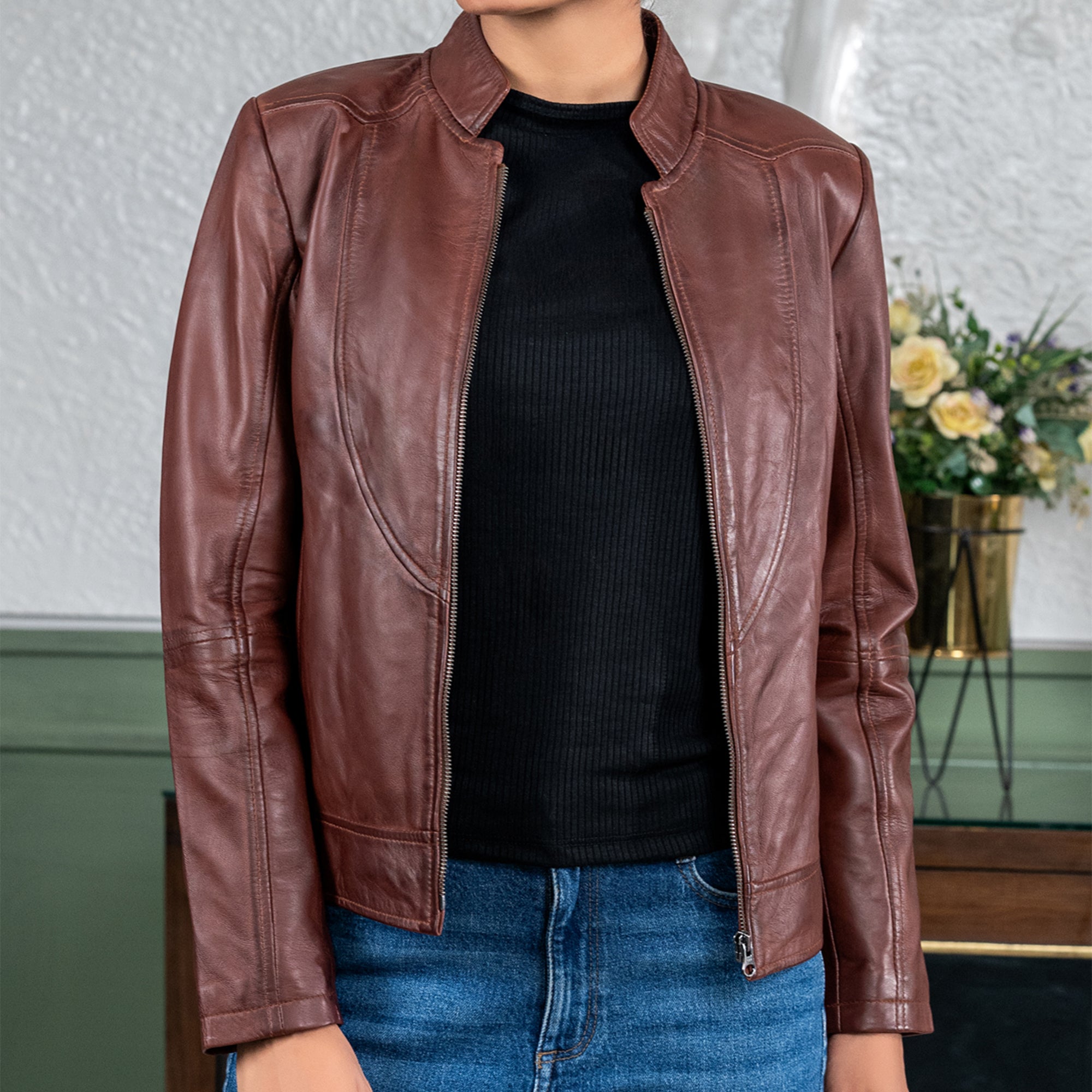 Womens Sofie Casual Leather Jacket
