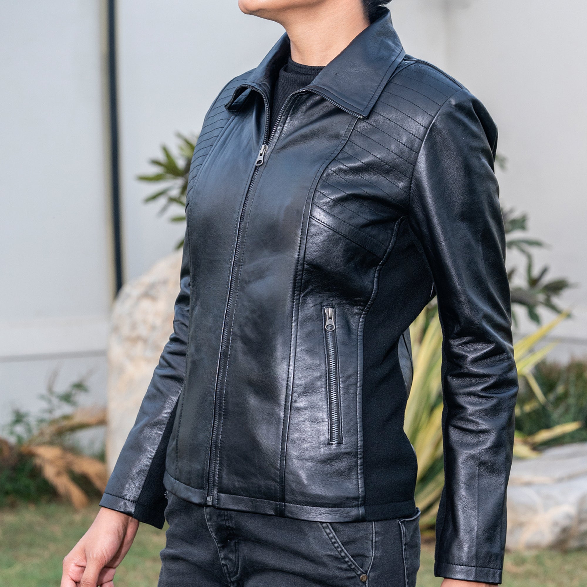 Marina Fleece Lined Women’s Real Leather Jacket