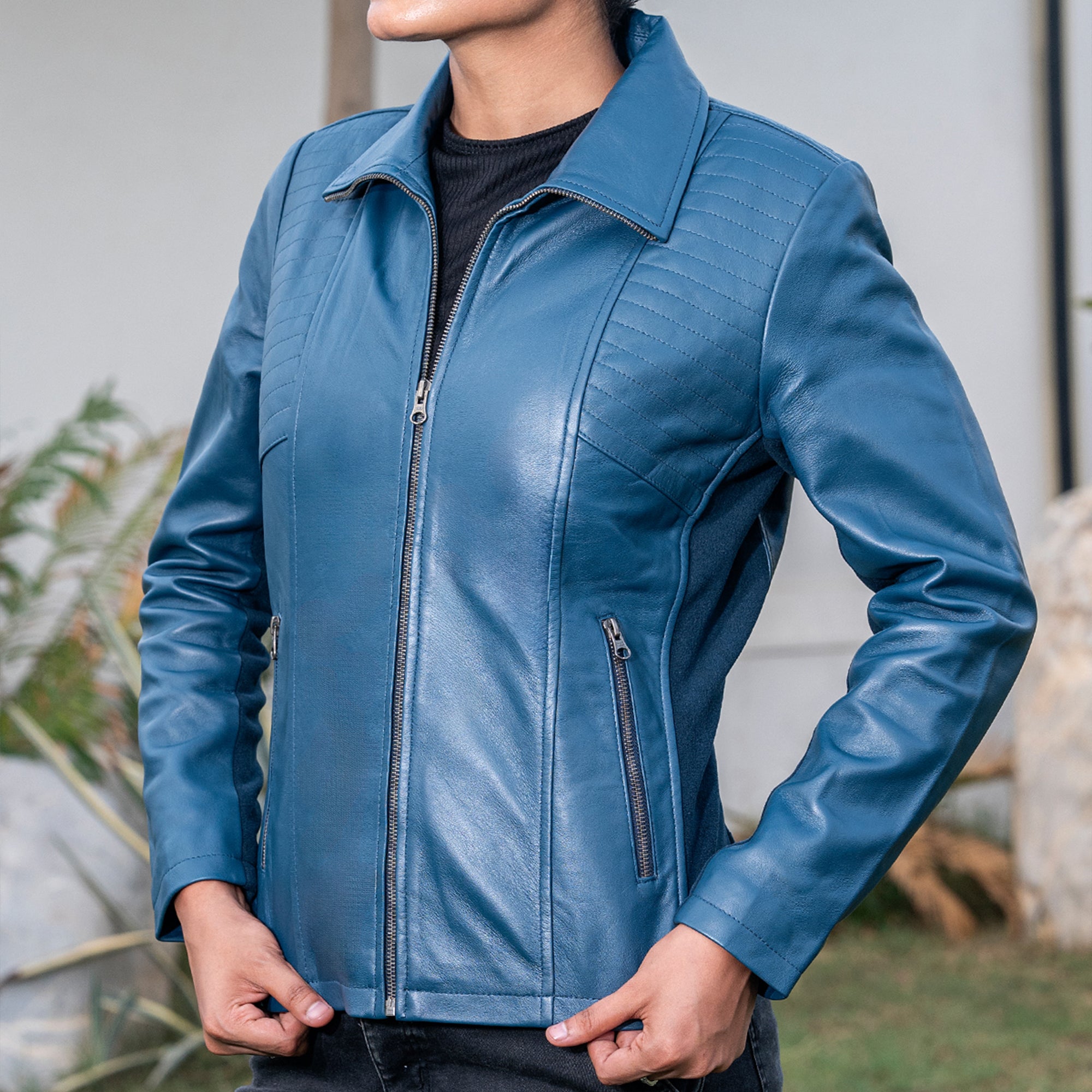 Marina Fleece Lined Women’s Real Leather Jacket