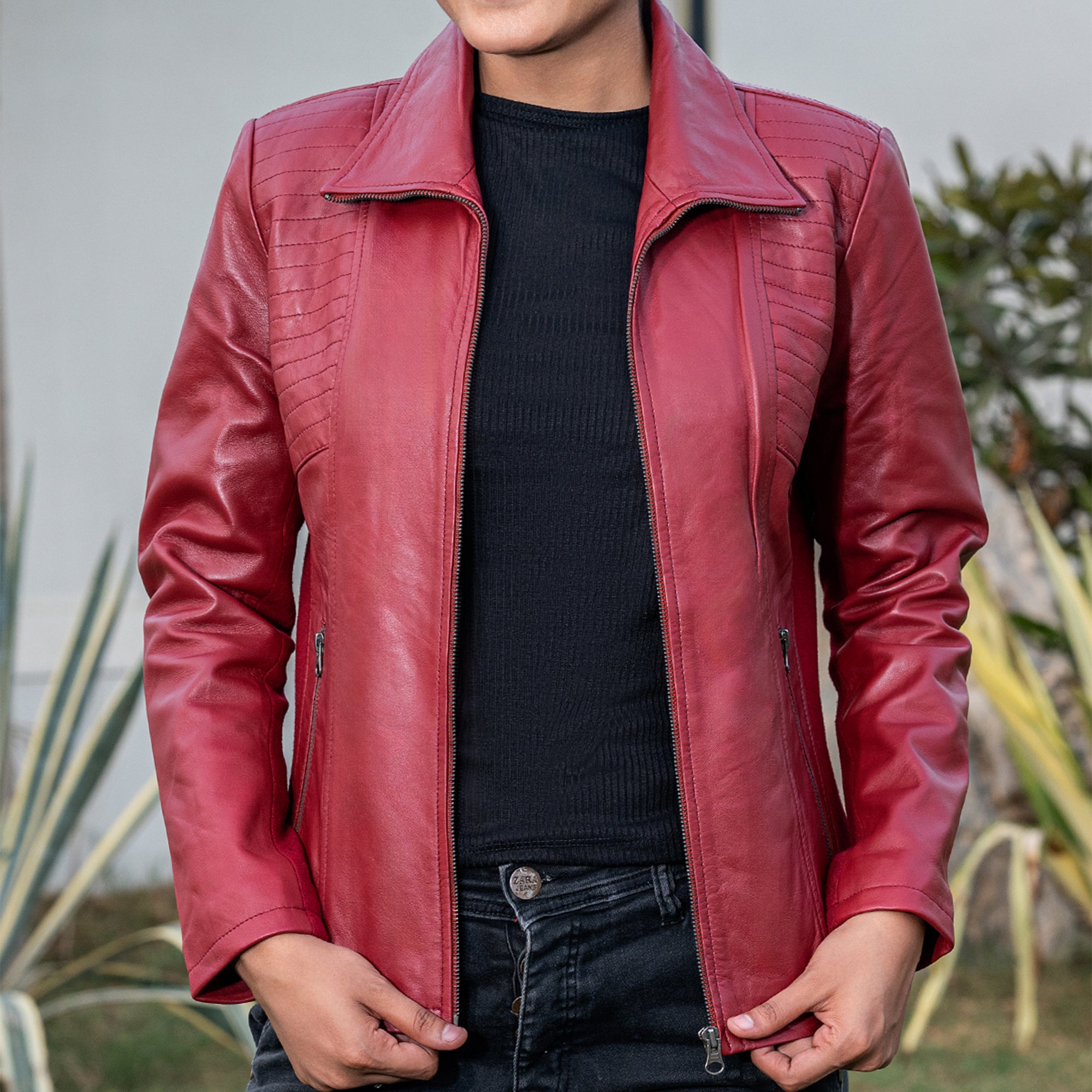 Marina Fleece Lined Women’s Real Leather Jacket