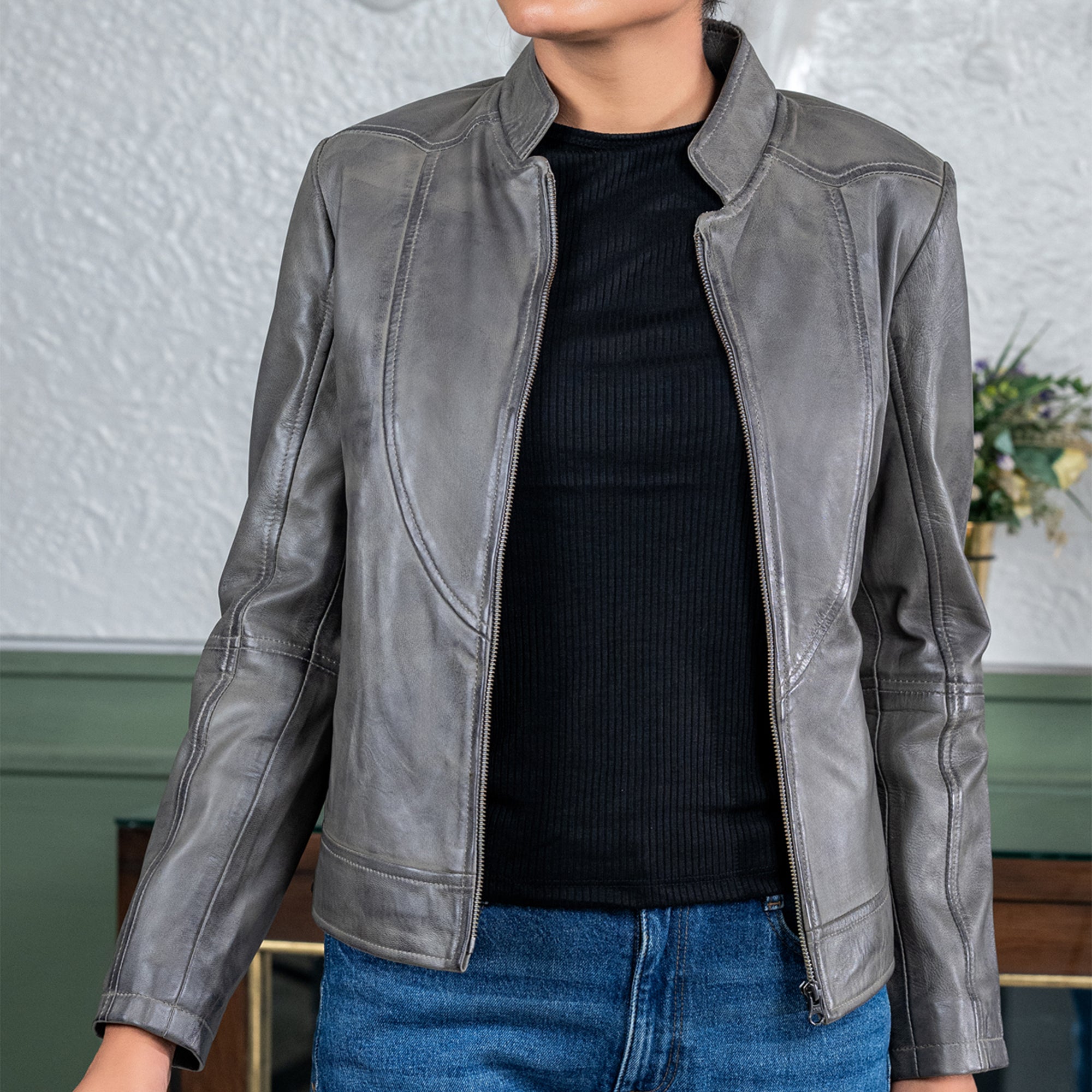 Womens Sofie Casual Leather Jacket