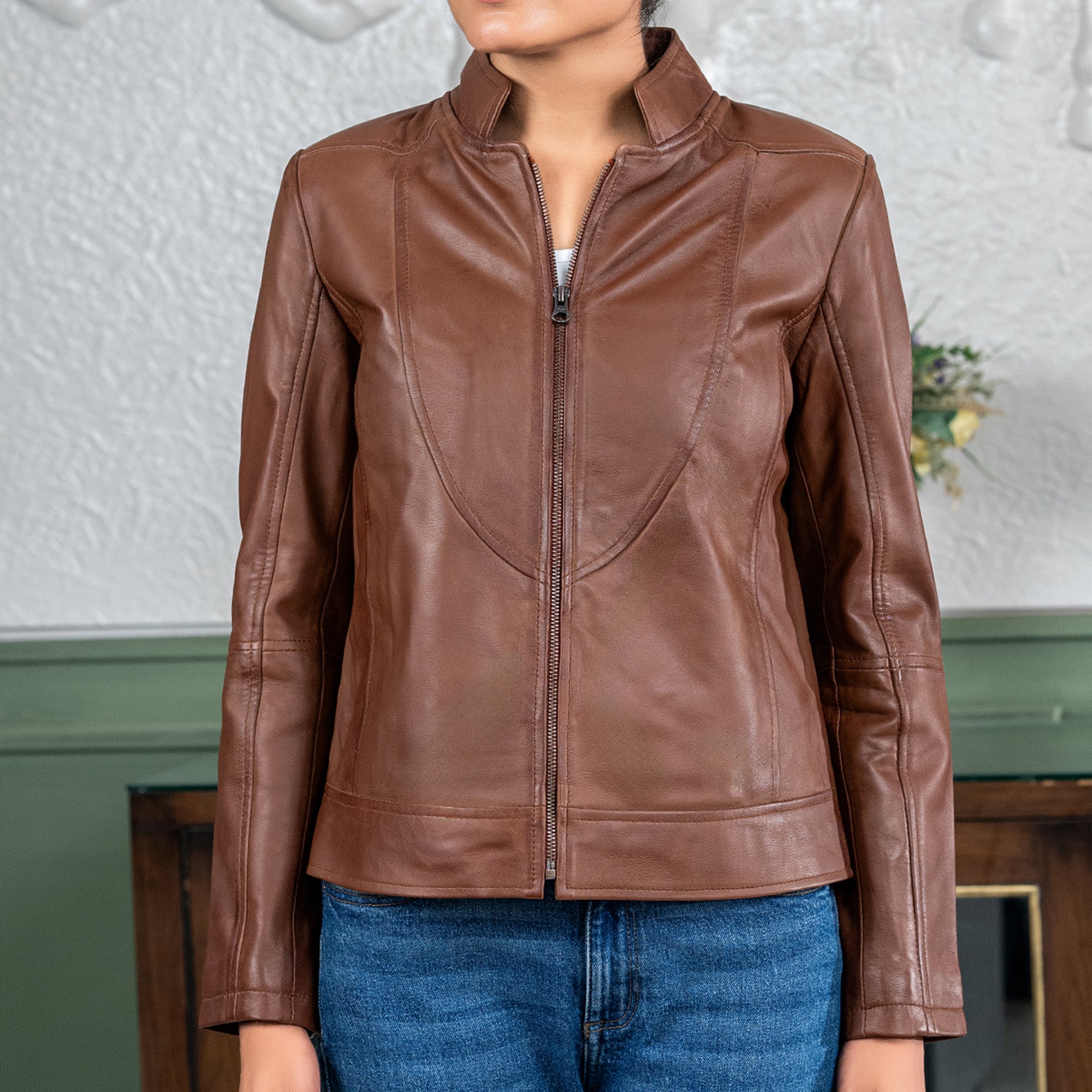 Womens Sofie Casual Leather Jacket