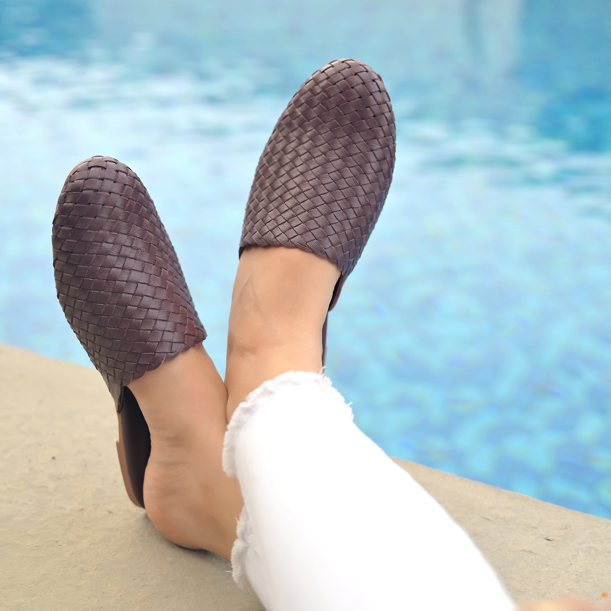 Tana-Womens Handwoven Leather Mules
