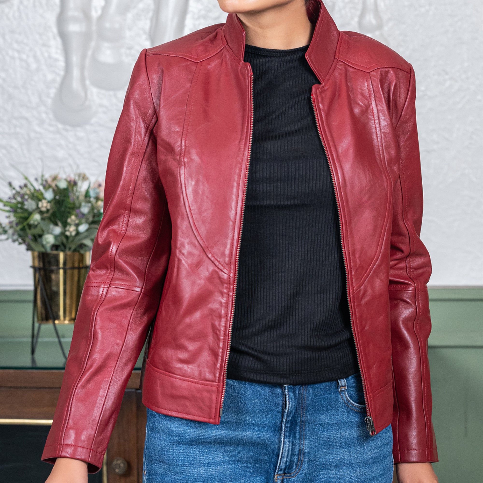 Womens Sofie Casual Leather Jacket