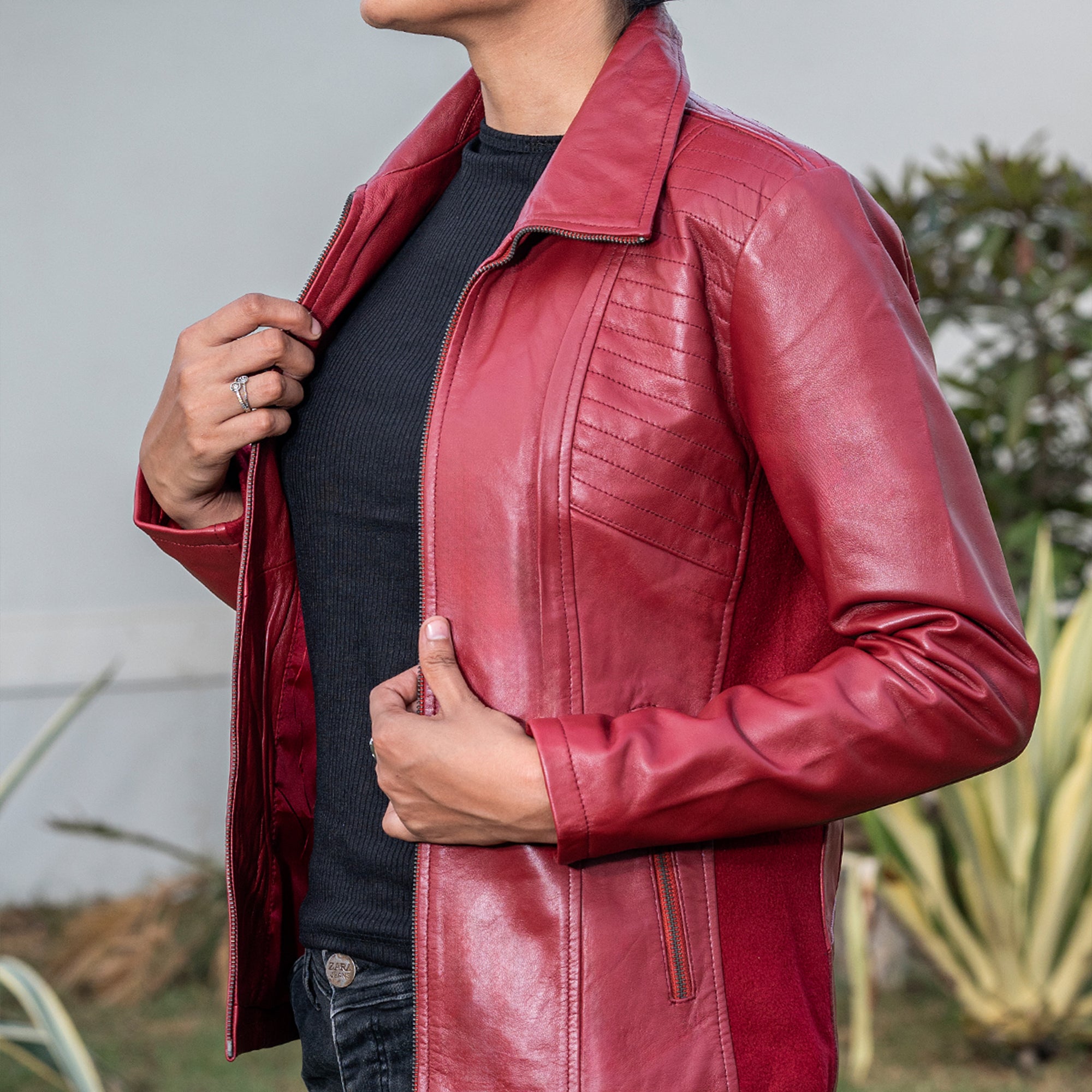 Marina Fleece Lined Women’s Real Leather Jacket