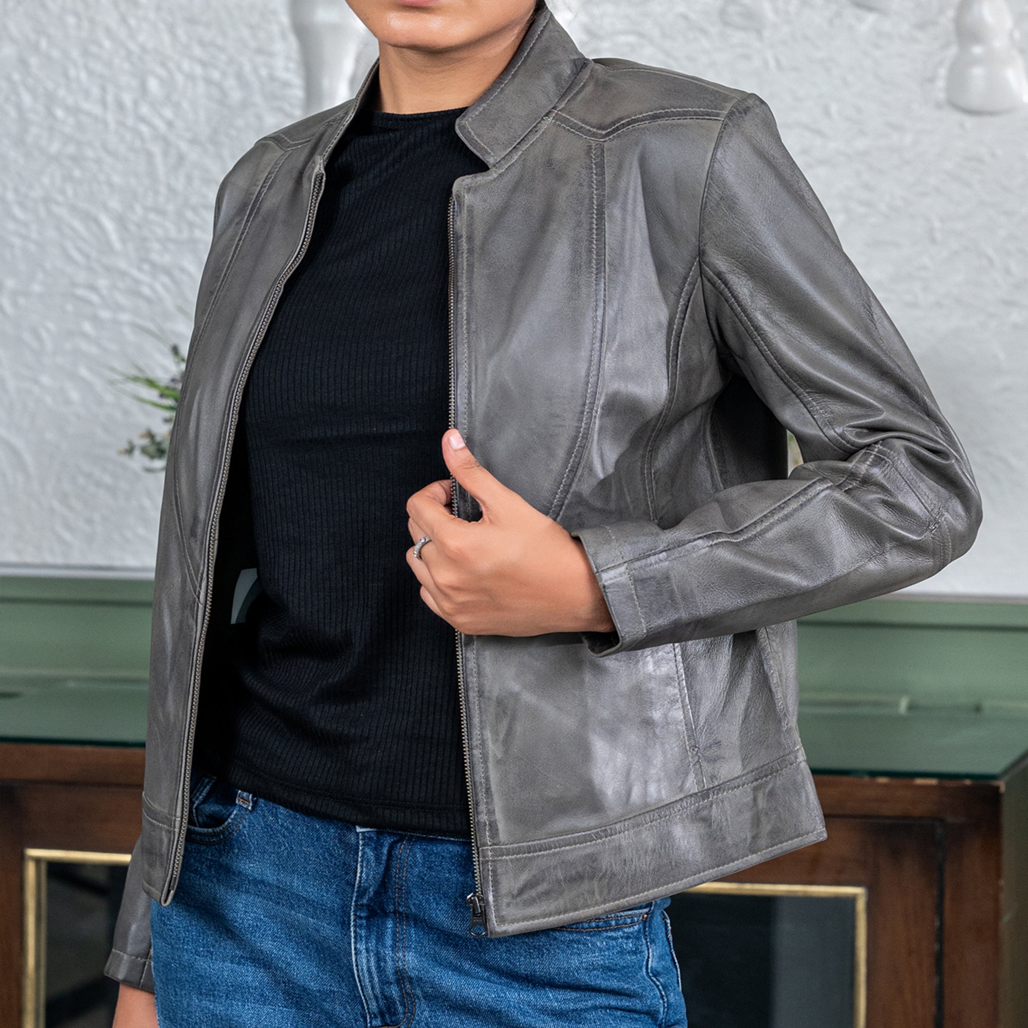 Womens Sofie Casual Leather Jacket