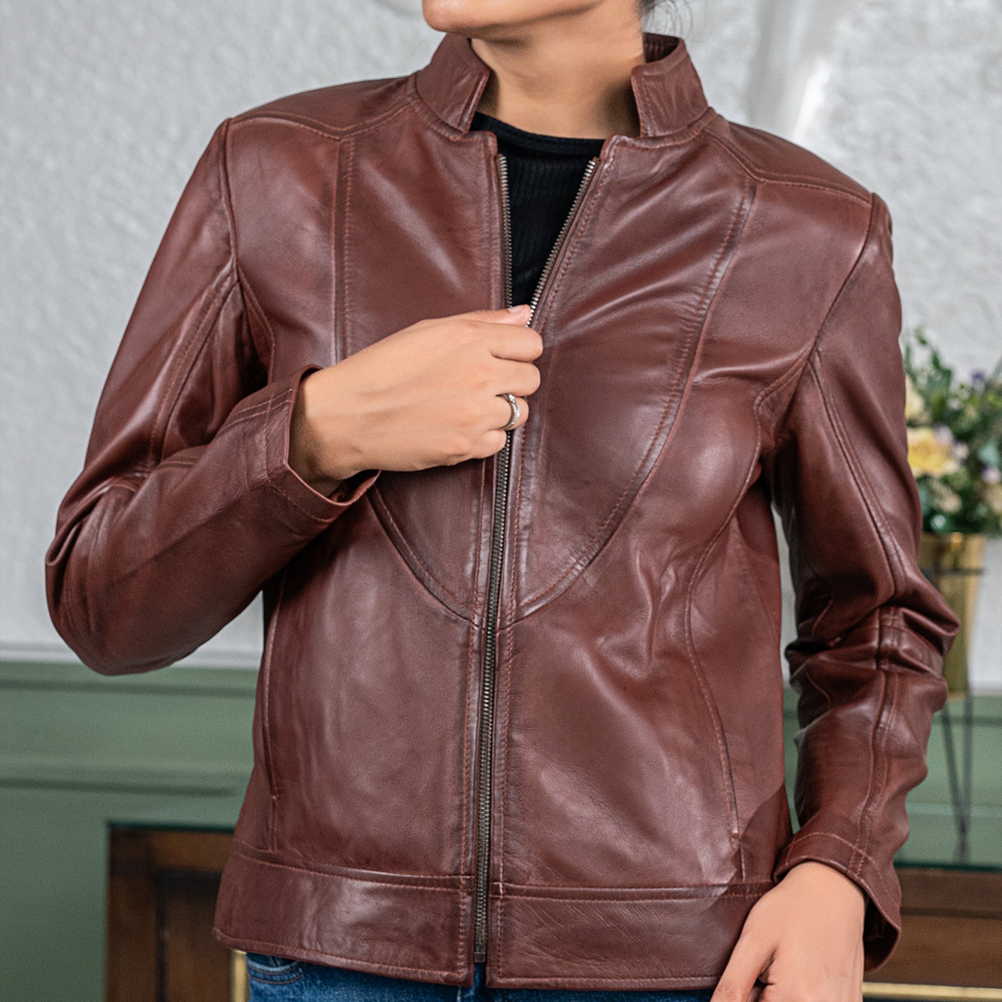 Womens Sofie Casual Leather Jacket