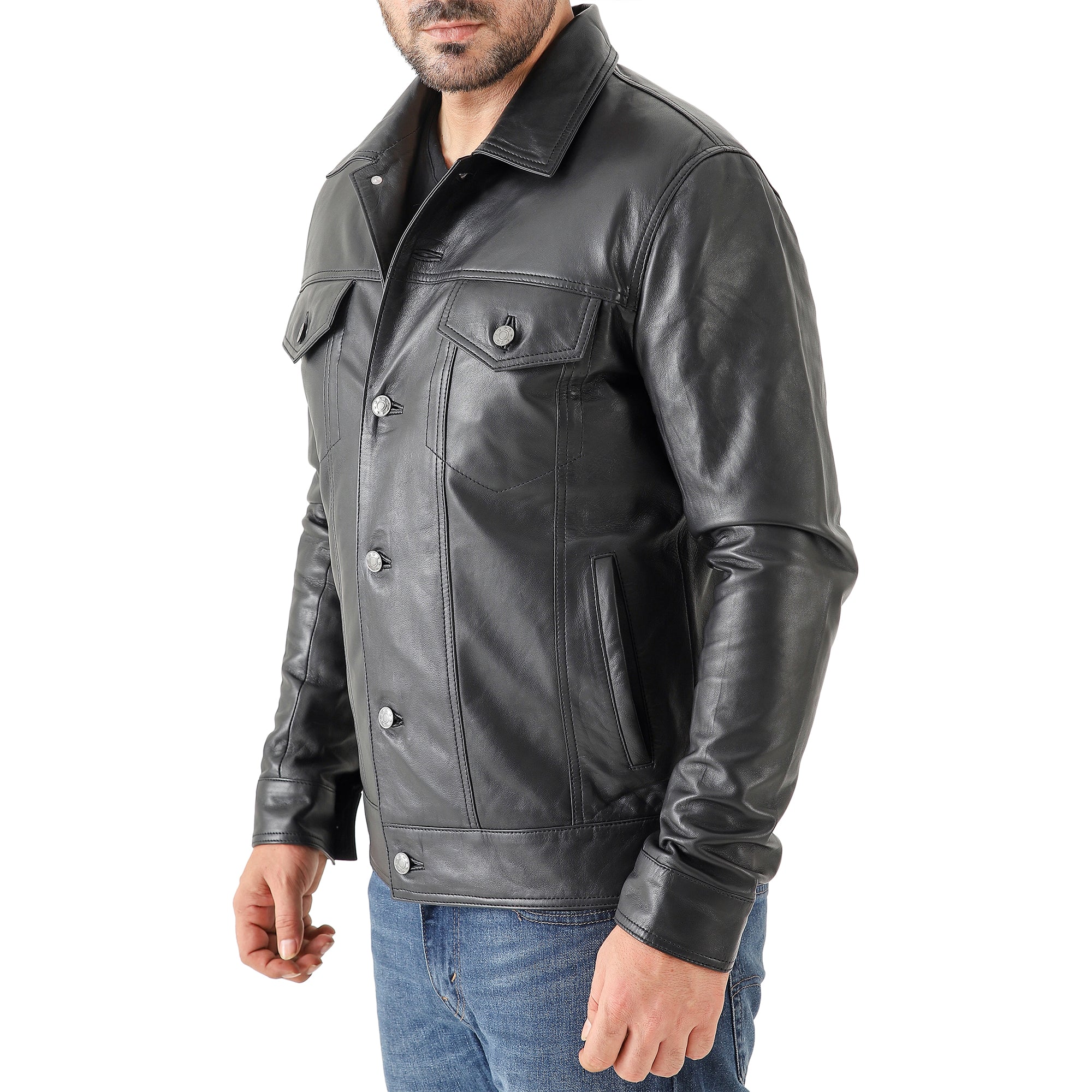 Men’s Leather Trucker Jacket
