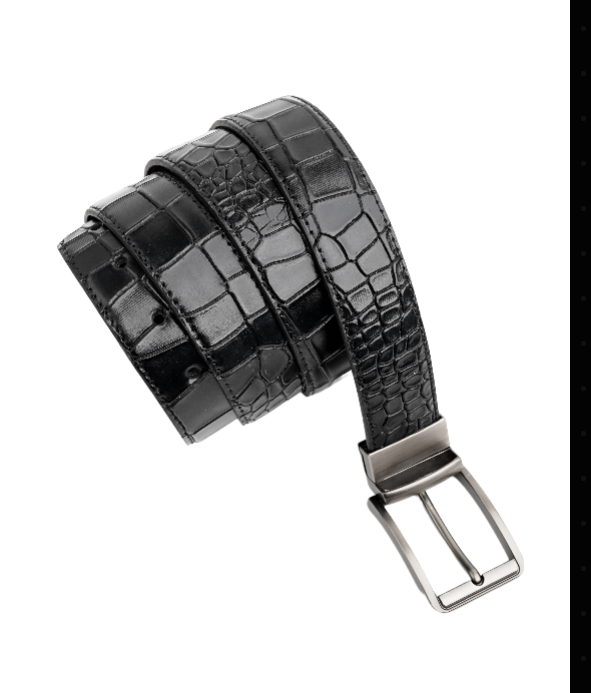 Mens 2in1 Croc Textured Style Reversible Leather Belt