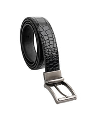 Mens 2in1 Croc Textured Style Reversible Leather Belt