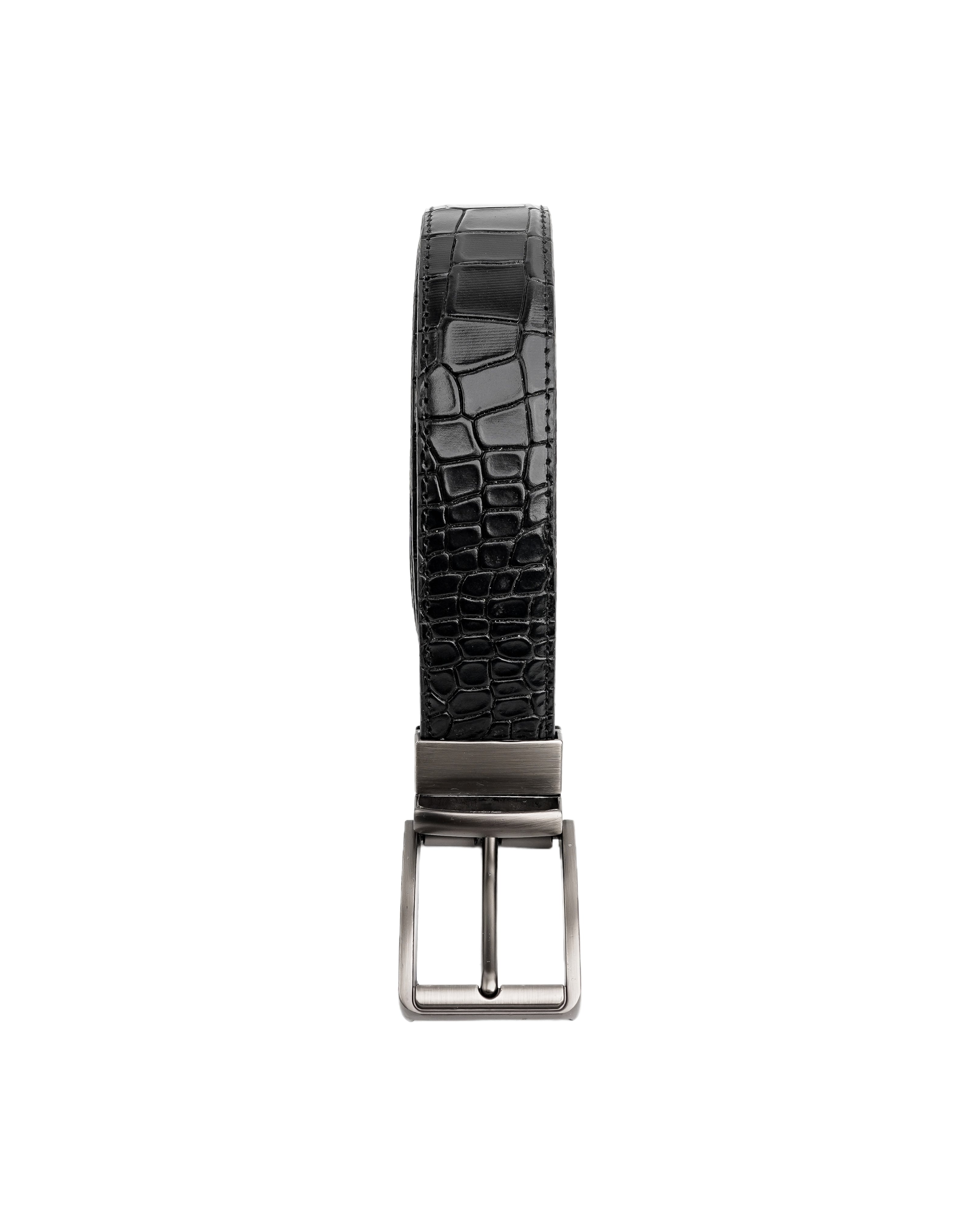 Mens 2in1 Croc Textured Style Reversible Leather Belt