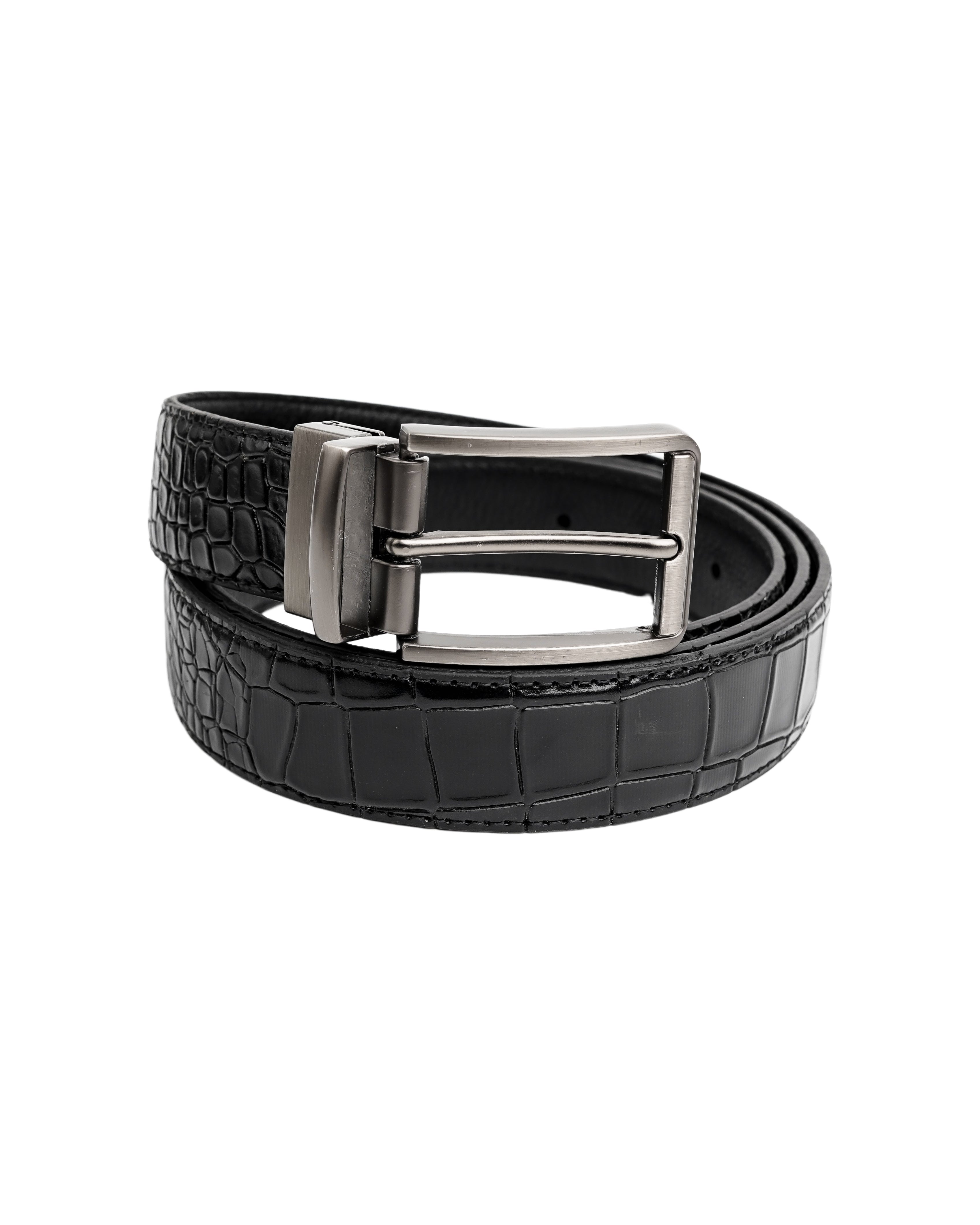 Mens 2in1 Croc Textured Style Reversible Leather Belt