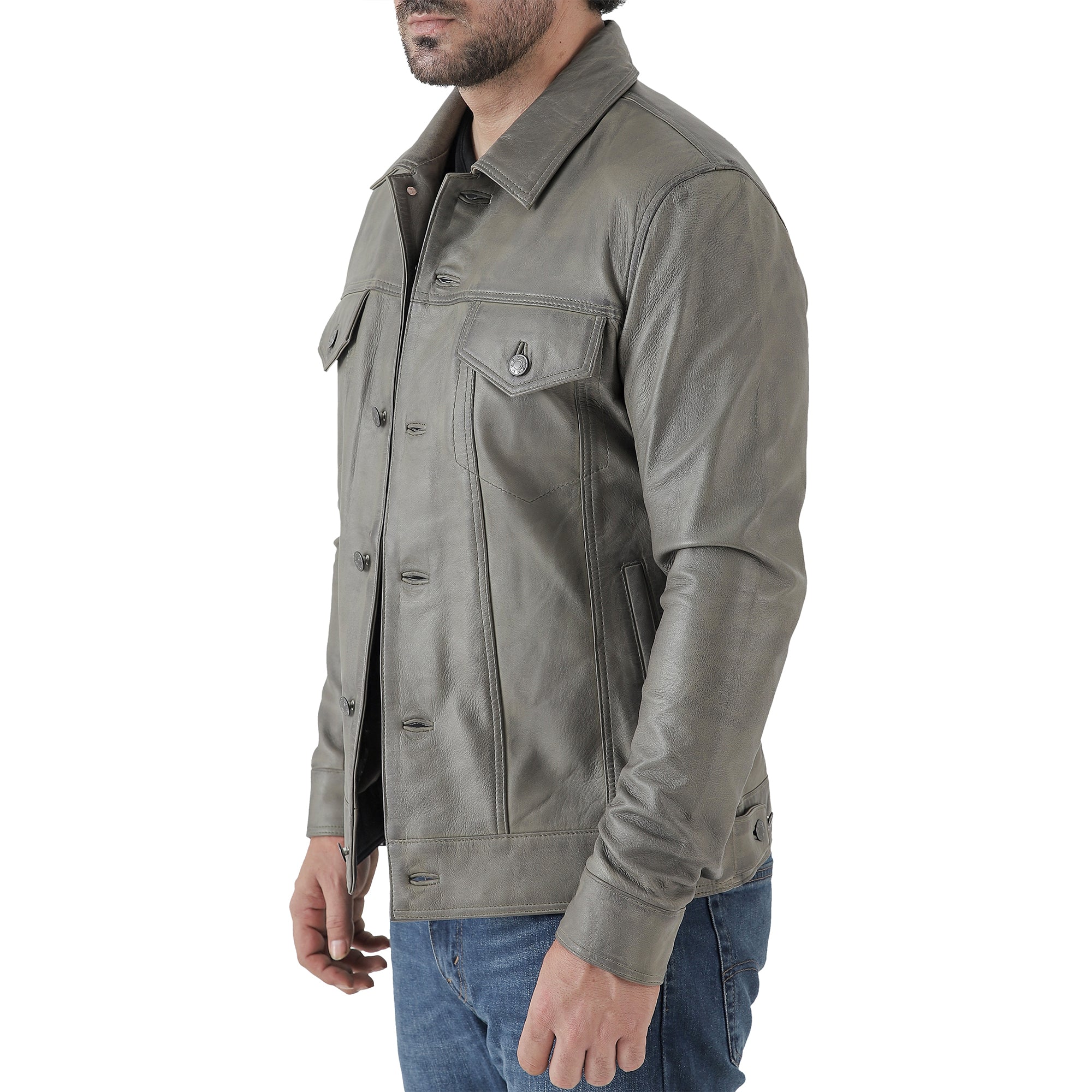 Men’s Leather Trucker Jacket
