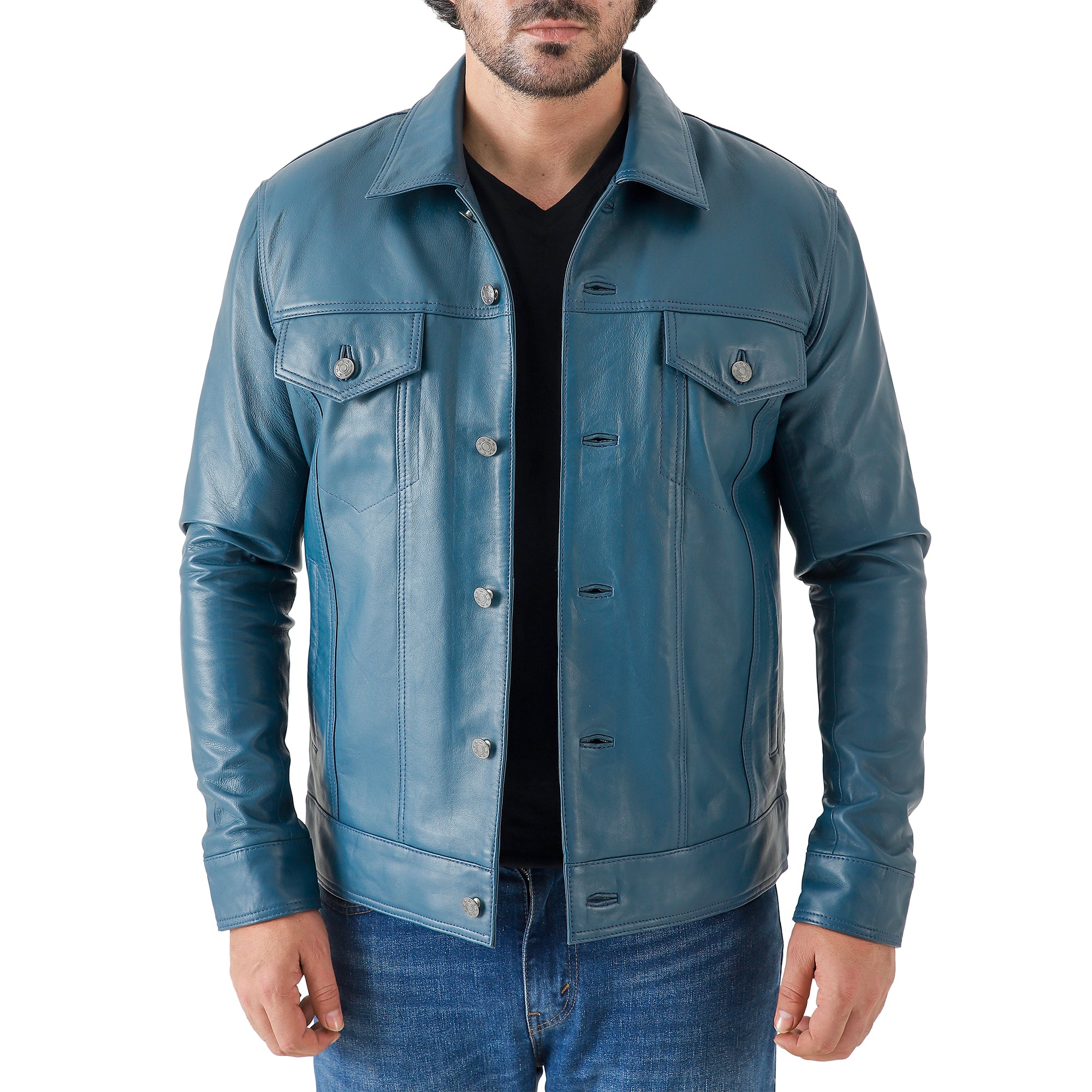 Men’s Leather Trucker Jacket